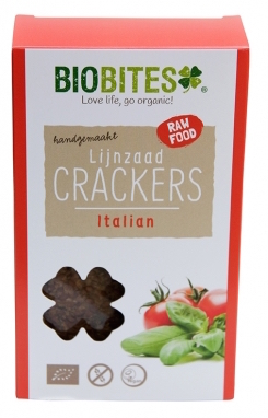 Foto van Biobites Lijnzaad Crackers Raw Italian 4st
