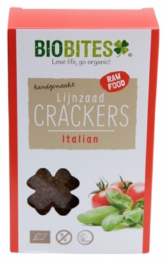 Foto van Biobites Lijnzaad Crackers Raw Italian 2st