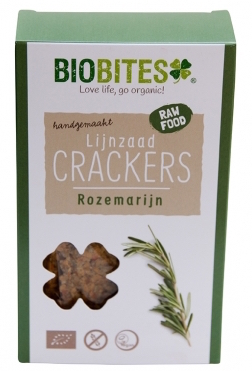 Foto van Biobites Lijnzaad Crackers Raw Rozemarijn 2st
